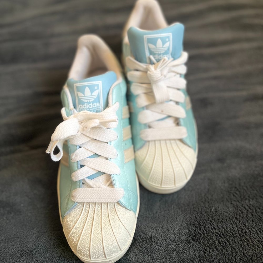 Adidas Superstar II Patent Leather,  Baby Blue/White